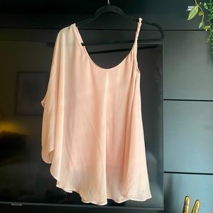 bebe blush pink one shoulder blouse